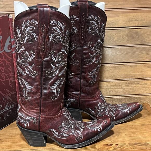Luchesse Red Oklahoma Angelina Women’s Western Boots Size 7B Embroidered Bling - Picture 4 of 16
